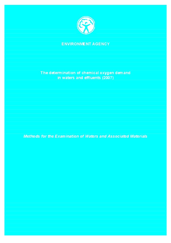 The determination of chemical oxygen demand in waters and effluents