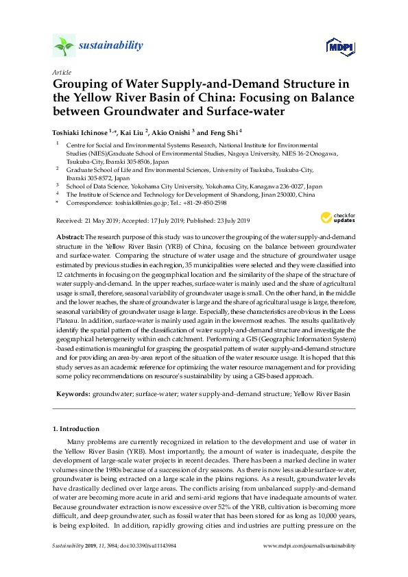 Grouping of Water Supply-and-Demand Structure in the Yellow River Basin of China