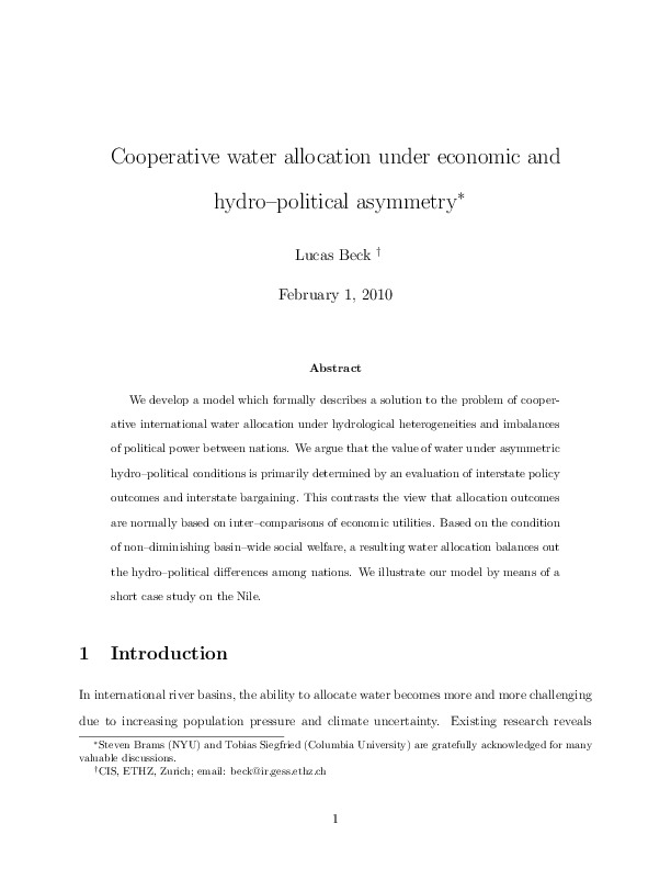 The path to fair water allocation is often determined by an evaluation of policy outcomes and interstate bargaining