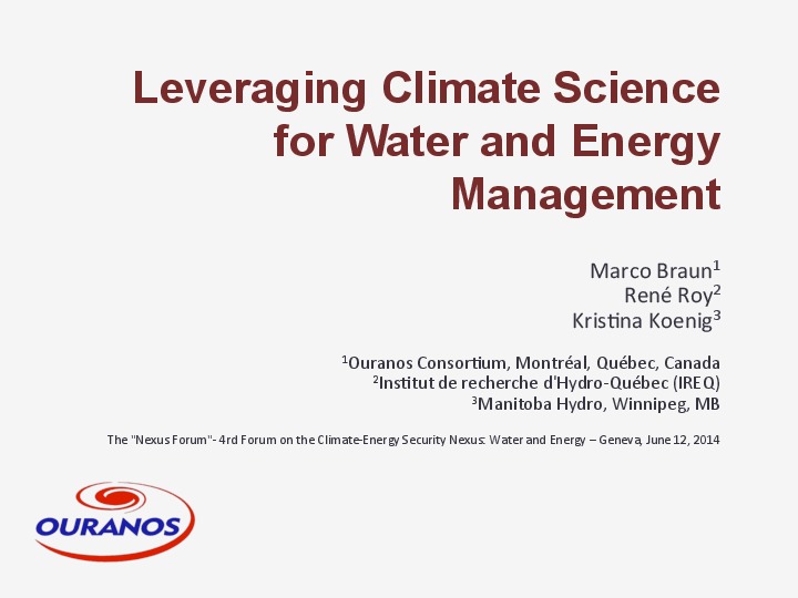 Leveraging Climate Science for Water and Energy Management - 2014