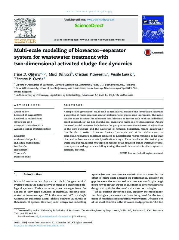 Multi-scale modelling of bioreactor–separator system for wastewater treatment with two-dimensional activated sludge floc dynamics
