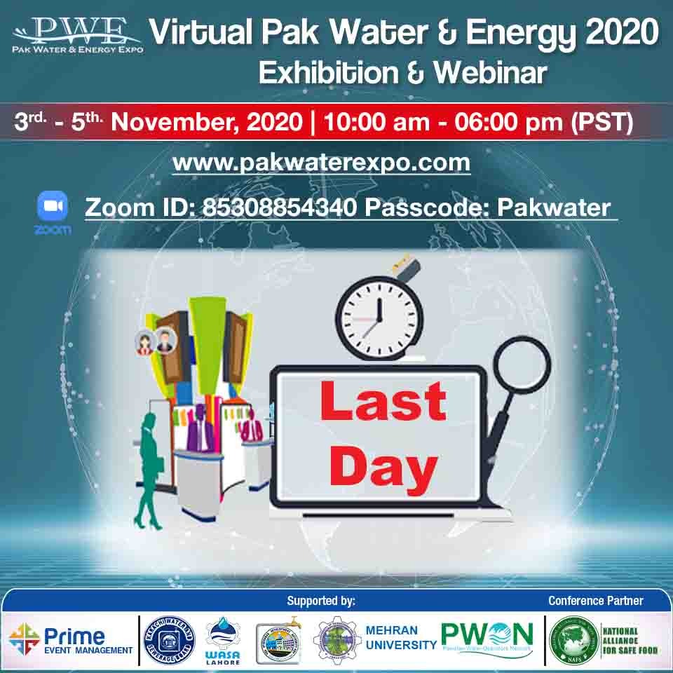 Join us Last day on Webinar on Virtual Pak Water & Energy Expo. 3 - 5 November 2020.Join us on Live zoom ID: 85308854340 (Passcode: Pakwater)Fre...