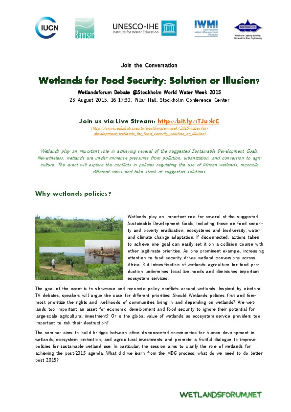 Wetlands for Food Security - Programme and Event Details