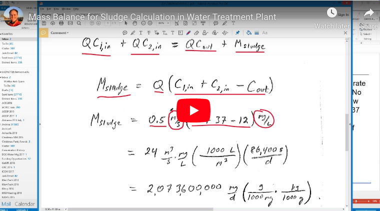 Mass Balance for Sludge Calculation in Water Treatment Plant