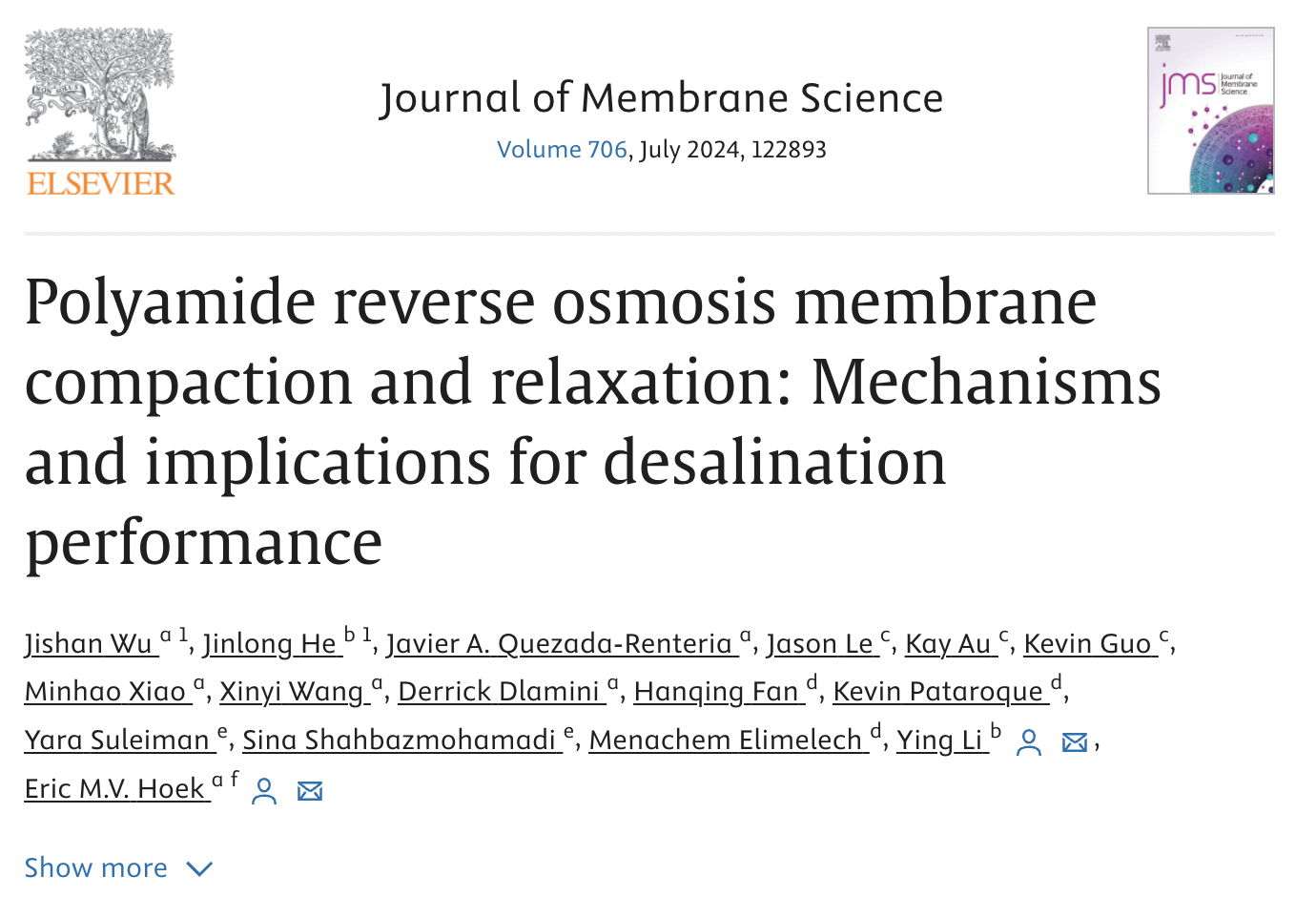 Polyamide reverse osmosis membrane compaction and relaxation