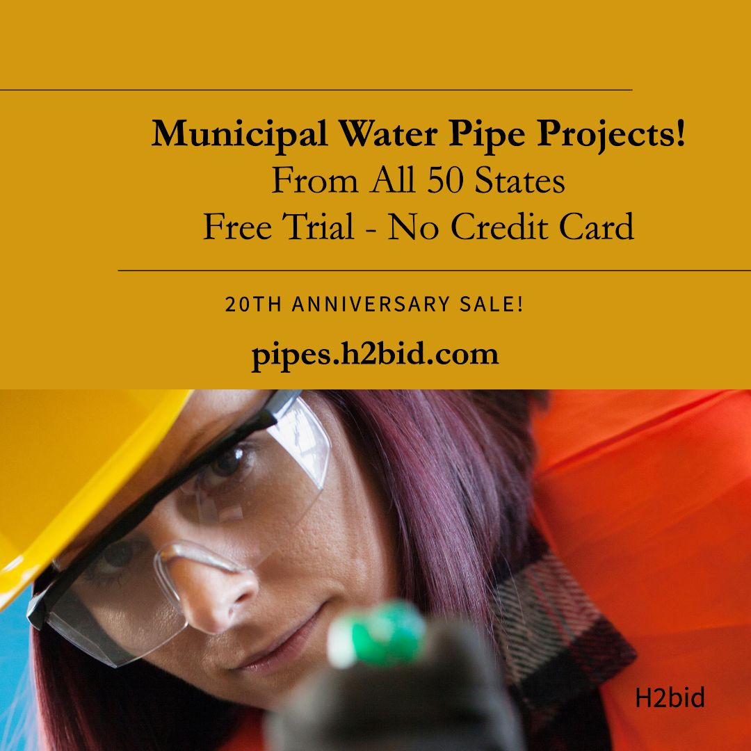 🚨 Big Opportunities for Municipal Water Pipe Projects on H2bid.com! 🚨Looking for new project leads? H2bid.com has what you need! 💧 Chec...