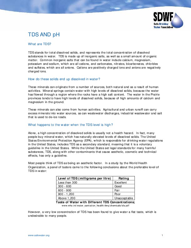 Total Dissolved Solids and pH