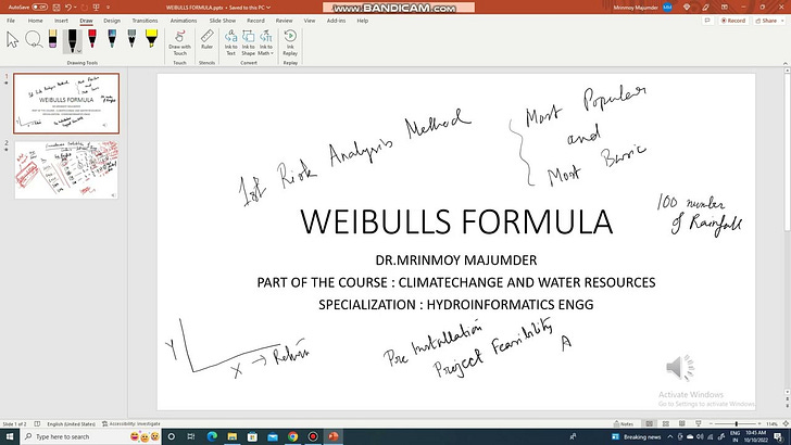 Short Tutorial on Weibulls Formulahttps://open.substack.com/pub/hydrogeek/p/hydrology-for-beginners-part-5-risk?r=c8bxy&utm_campaign=post&utm_me...