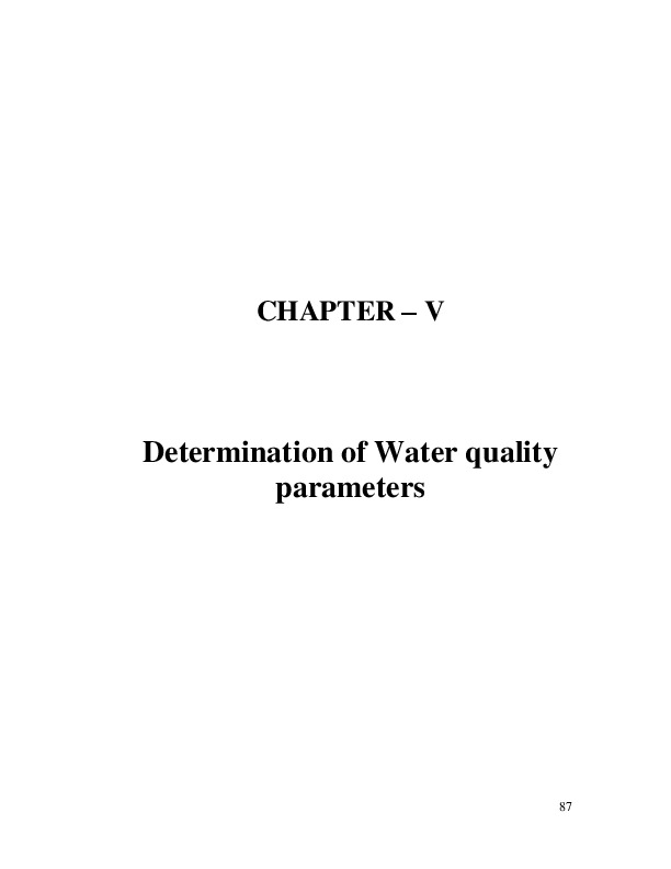 Determination of Water quality
