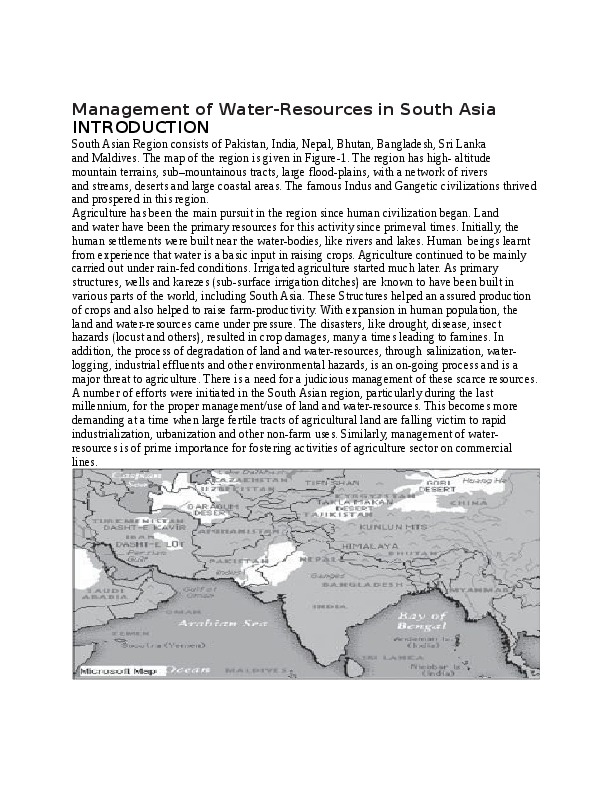 Water management in south Asia