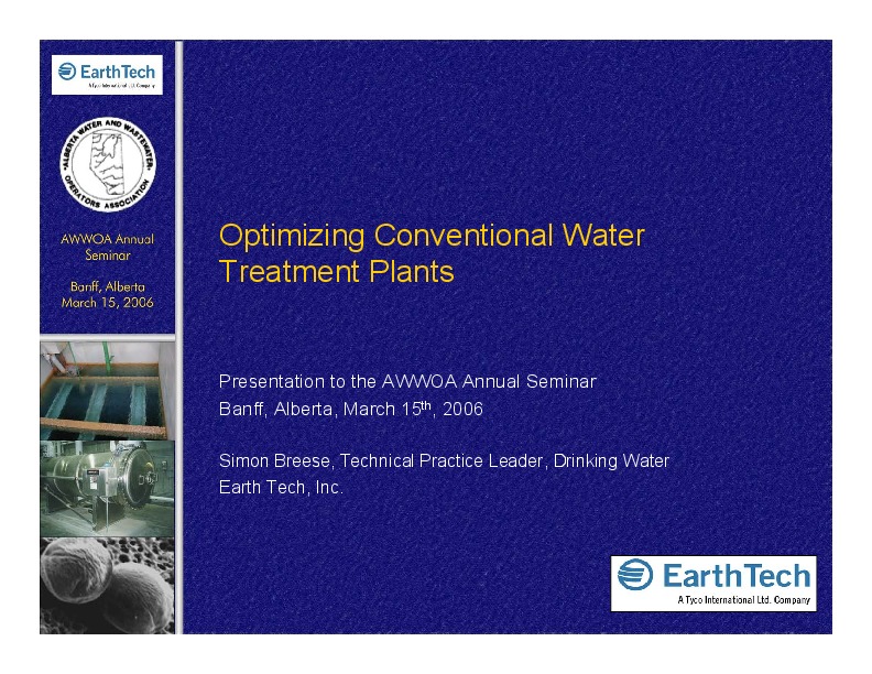 Optimizing Conventional Water Treatment Plants