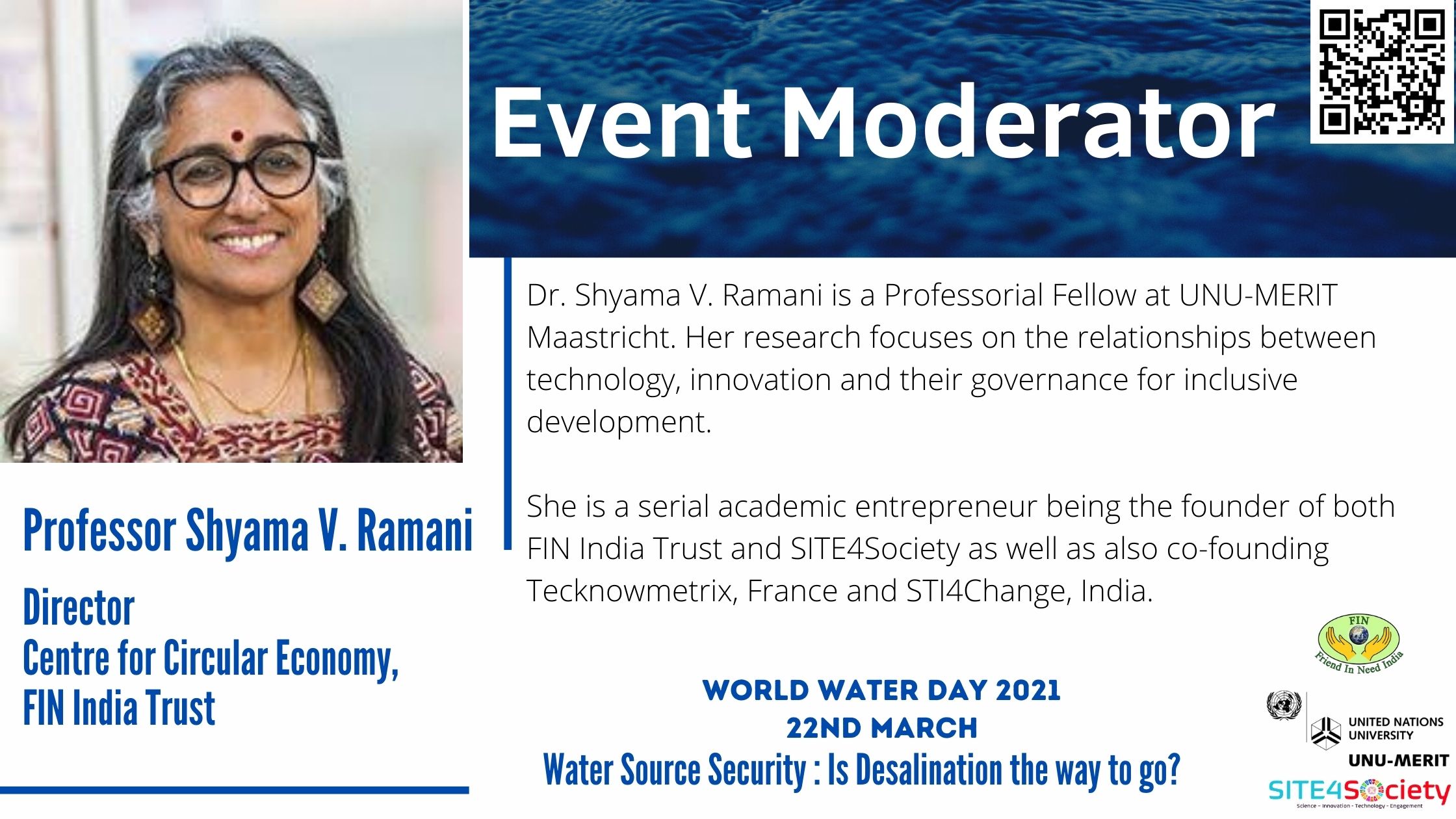 Water Source Security: Is Desalination the way to go?Our Moderator for the #WorldWaterDay event is Shyama V. Ramani, Professor of Economics at U...