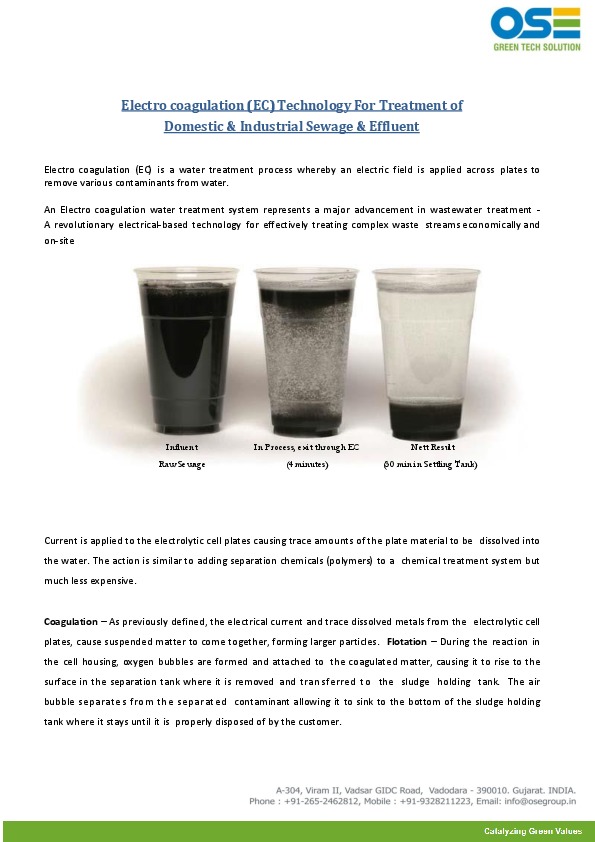 &nbsp; &nbsp; Electro Coagulation Technology for Treatment of &nbsp;Domestic & Industrial Sewage water (Skid Mountain STP) Electro coagulation (...