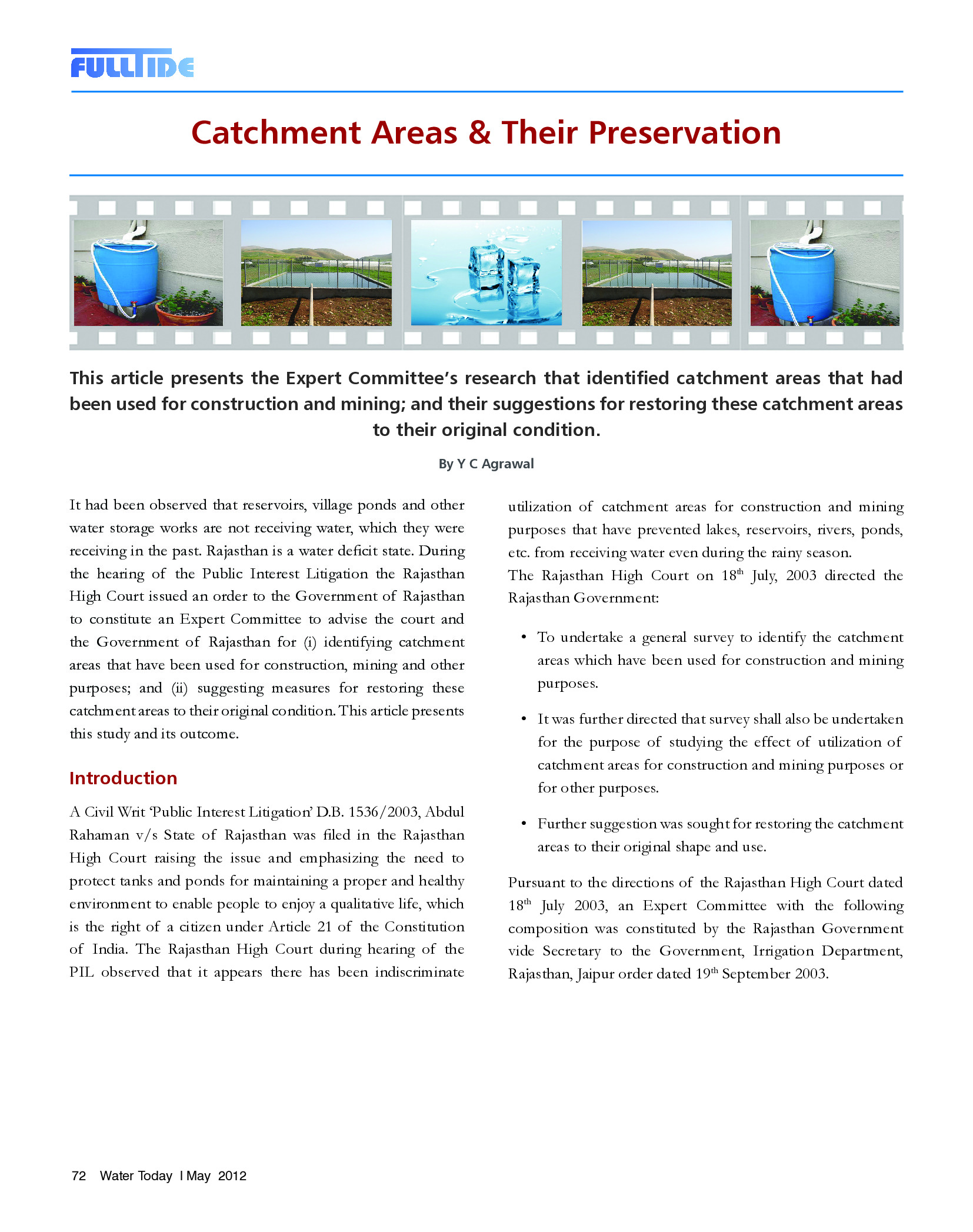 Preservation of water resources - Legal, Administrative and Engineering aspects
