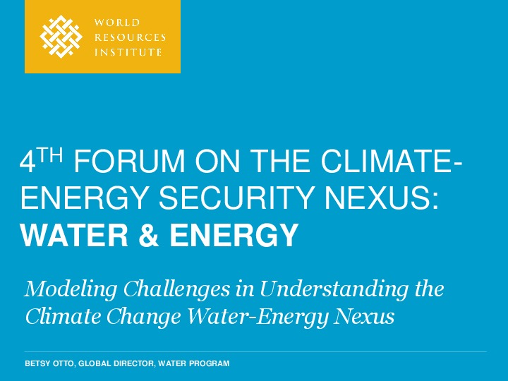 Modeling Challenges in Understanding the Climate Change Water-Energy Nexus 