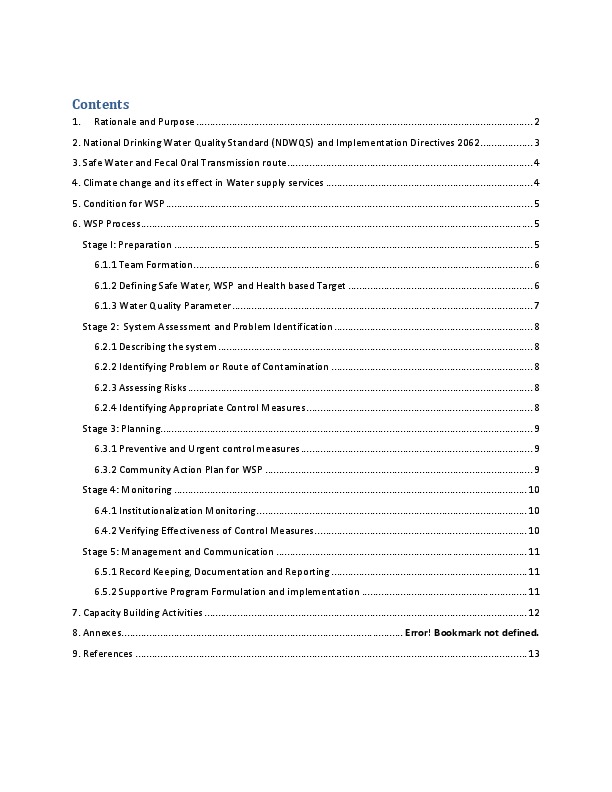 RVWRMP II Practice in Nepal: Practical Guide to capacitate users on Water Safety plan formulation and implementation