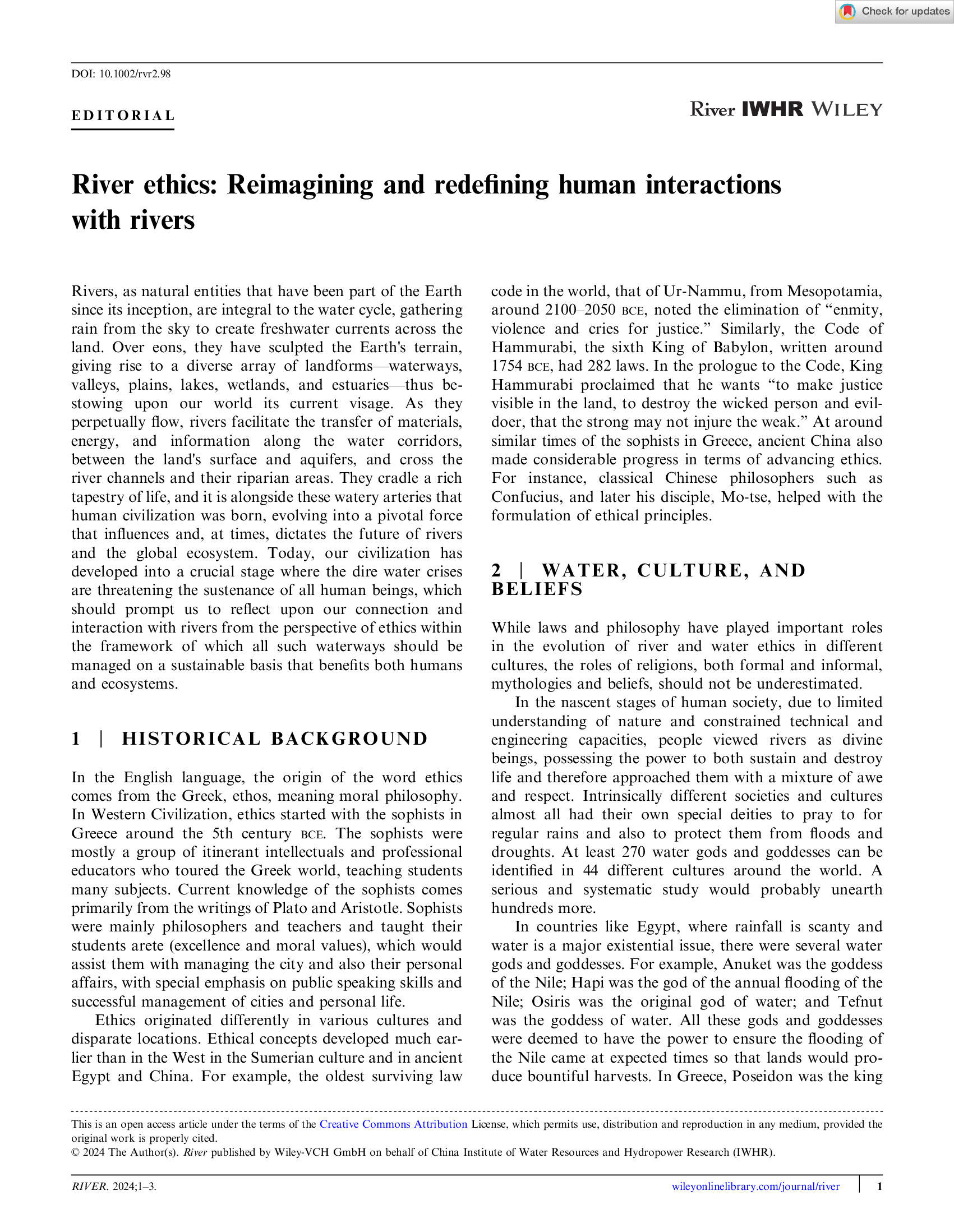 River ethics: Reimagining and redefining human interactions with rivers