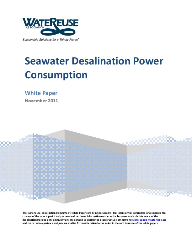 Seawater Desalination Power Consumption