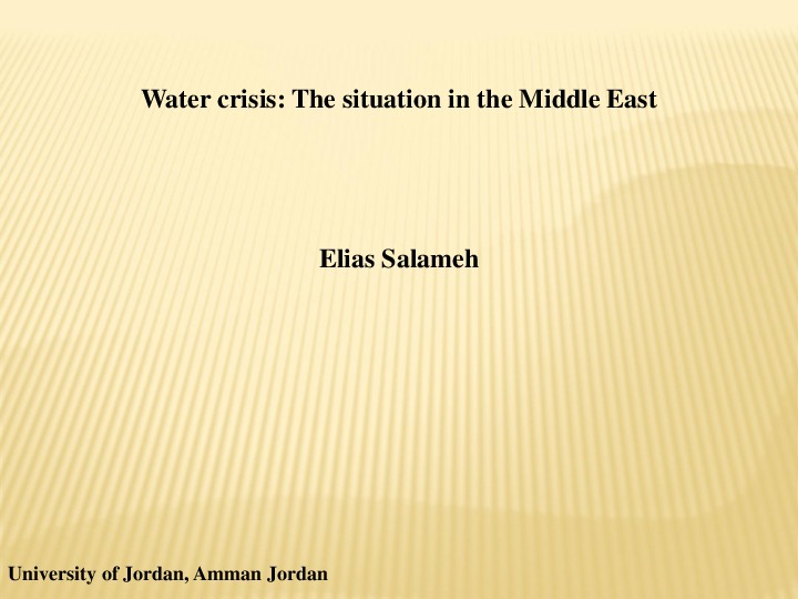Water Crisis Jordan 