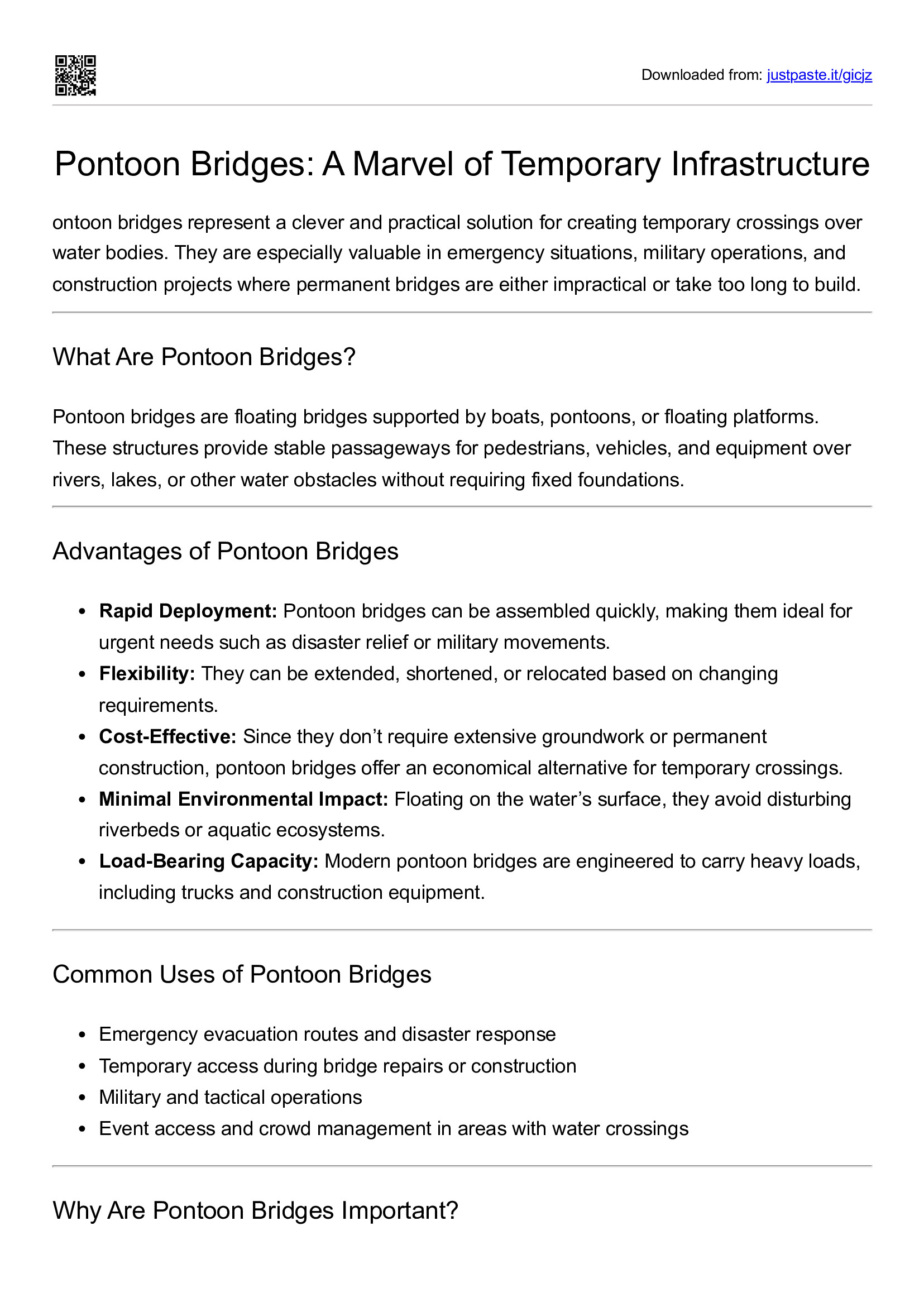 Pontoon bridges