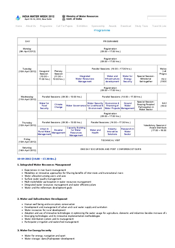 Event Programme overview