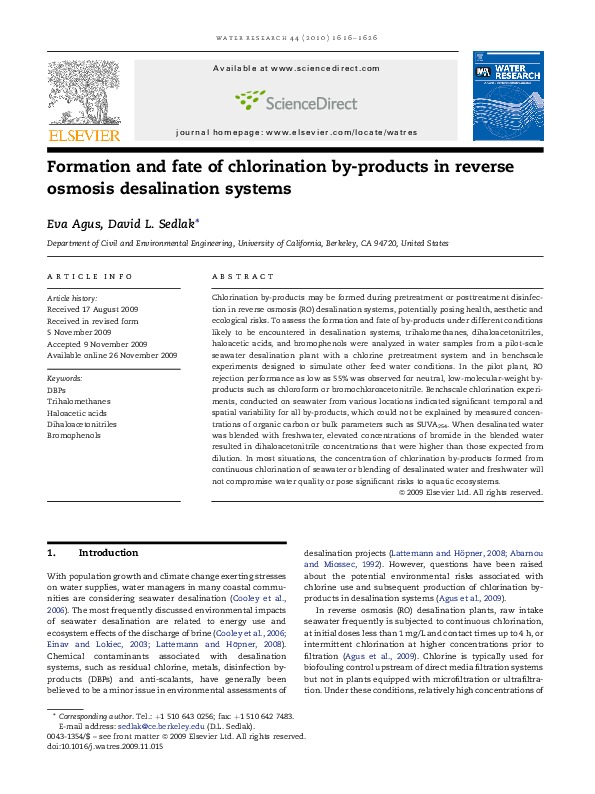 Disinfection of Desalinated Water