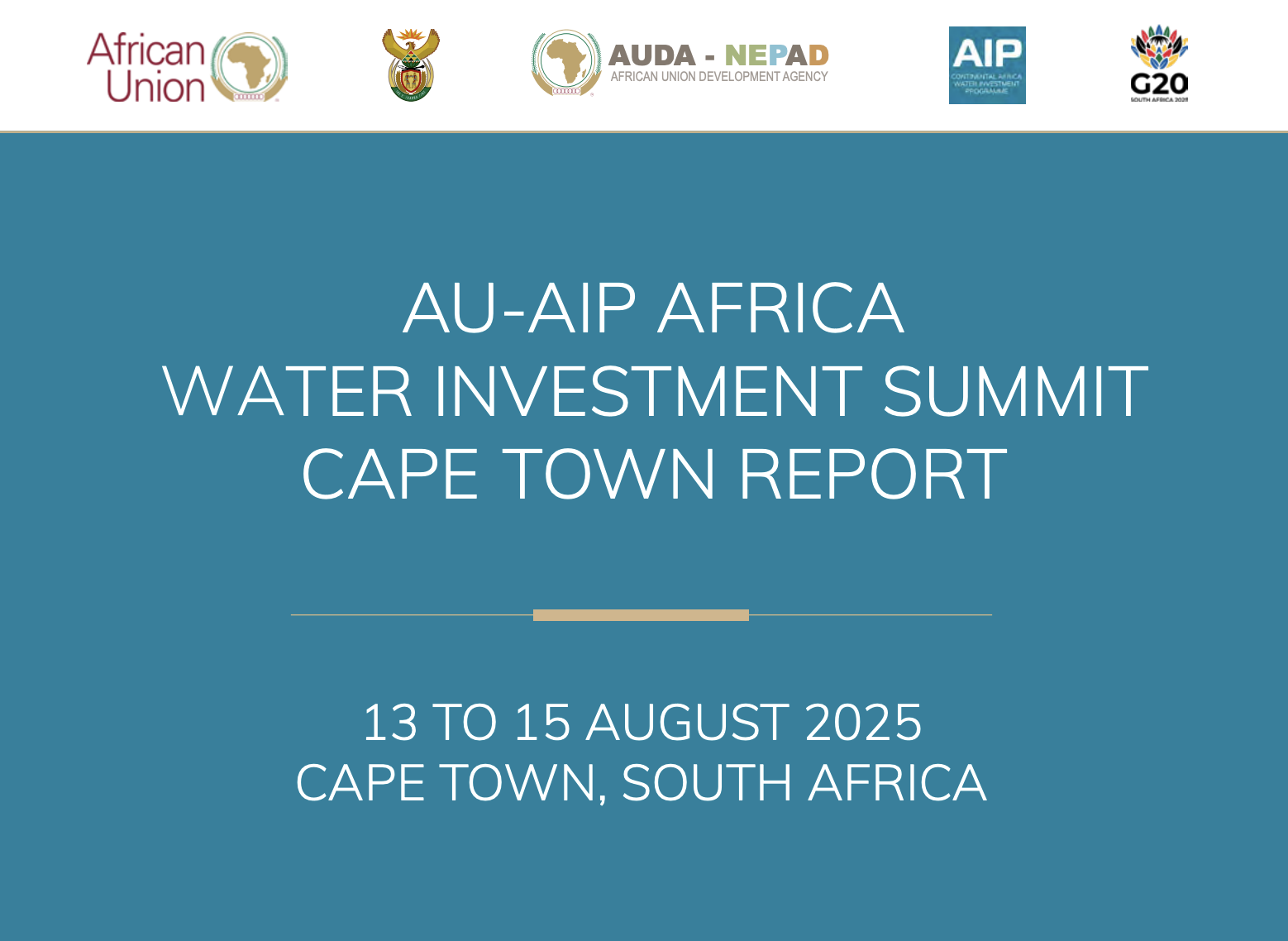 AU-AIP AFRICA WATER INVESTMENT SUMMIT CAPE TOWN REPORT