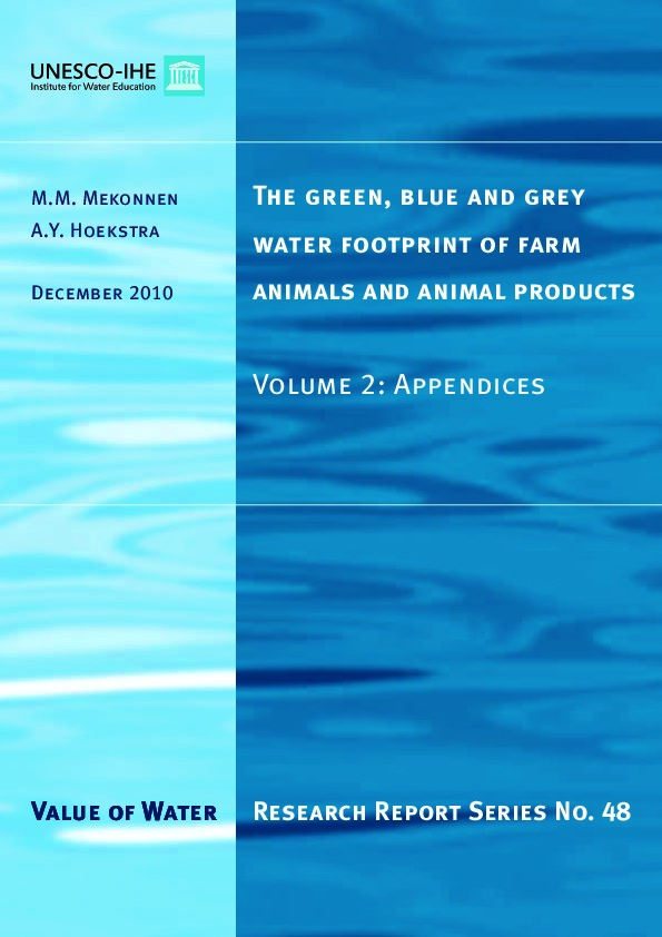 The green, blue and grey water footprint of farm animals and animal products