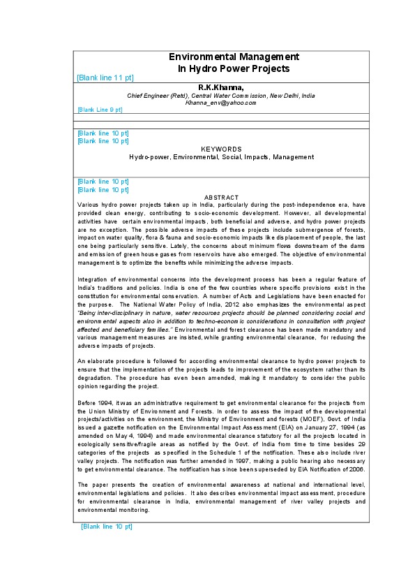 Environmental Management In Hydro Power Projects