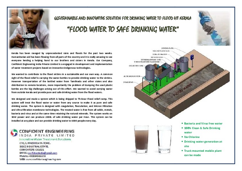 Our small yet robust contribution towards flood affected in Kerala, India. The plant will serve 6000 people for their drinking water needs daily...