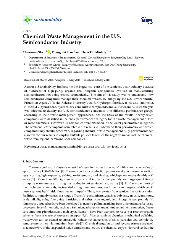 Chemical Waste Management in the U.S. Semiconductor Industry