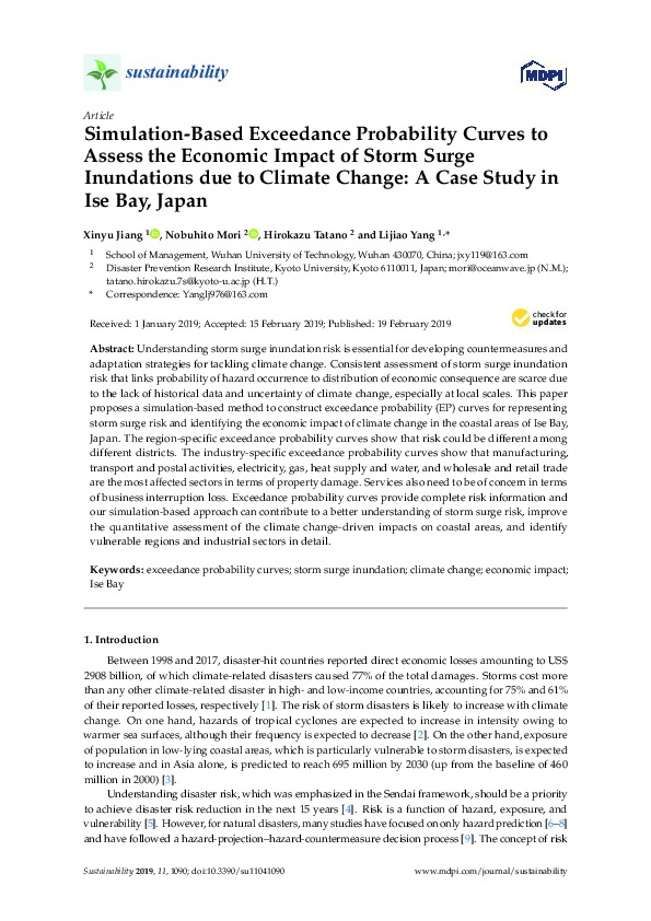 Economic Impact of Storm Surge Inundations due to Climate Change (A Case Study in Ise Bay, Japan)