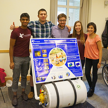 MechE Students Design First Water Barrel that Filters as you Roll