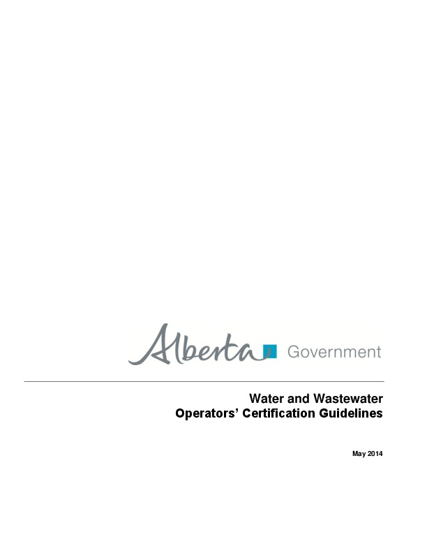 Water and Wastewater Operators' Certification Guidelines