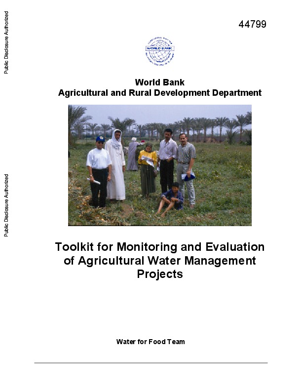 Toolkit for Monitoring and Evaluation of Agricultural Water Management Projects