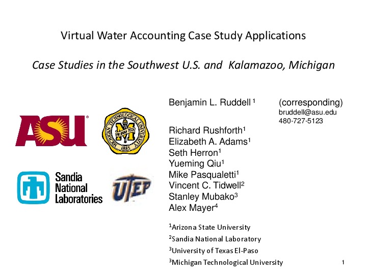 Virtual Water Trade Michigan 2013