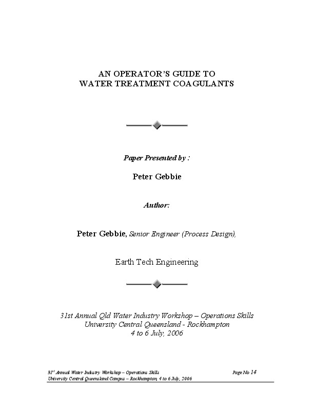 An Operator’s Guide to Water Treatment Coagulants