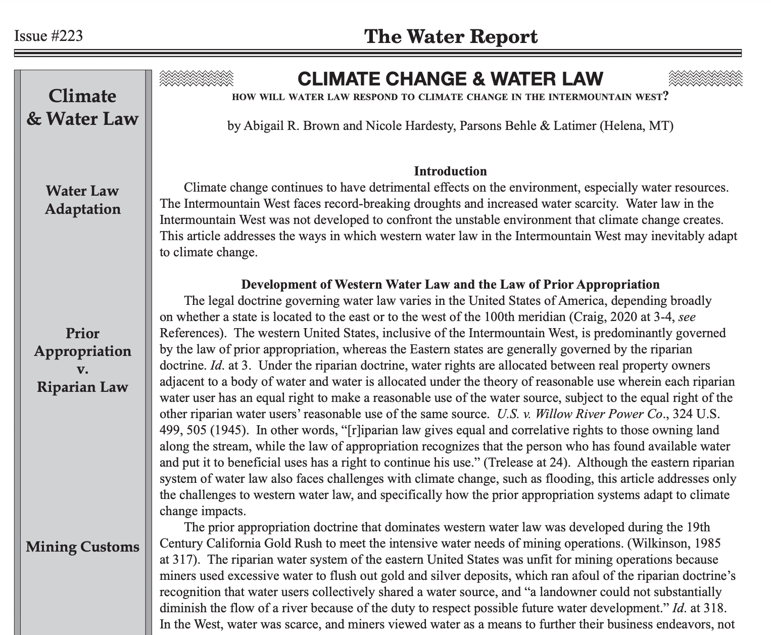 Climate Change and Water Law