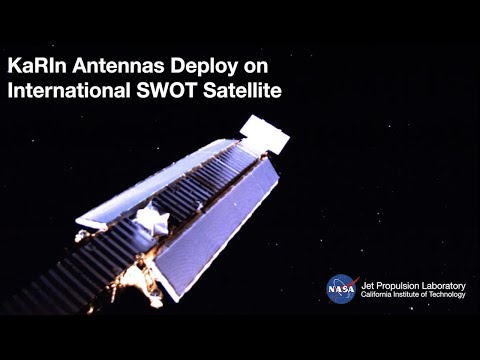KaRIn Antennas Deploy on International SWOT SatelliteTwo cameras aboard the Surface Water and Ocean Topography (SWOT) satellite captured the lar...
