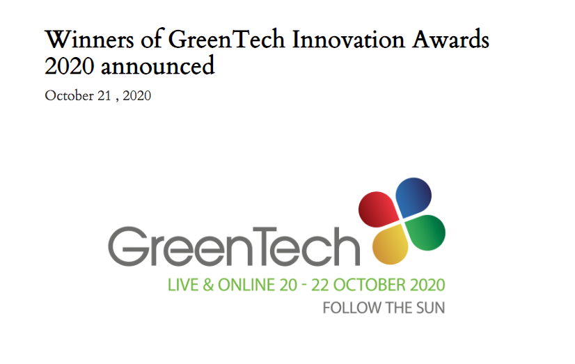 GreenTech Innovation Awards 2020 | Nominees category Sustainability