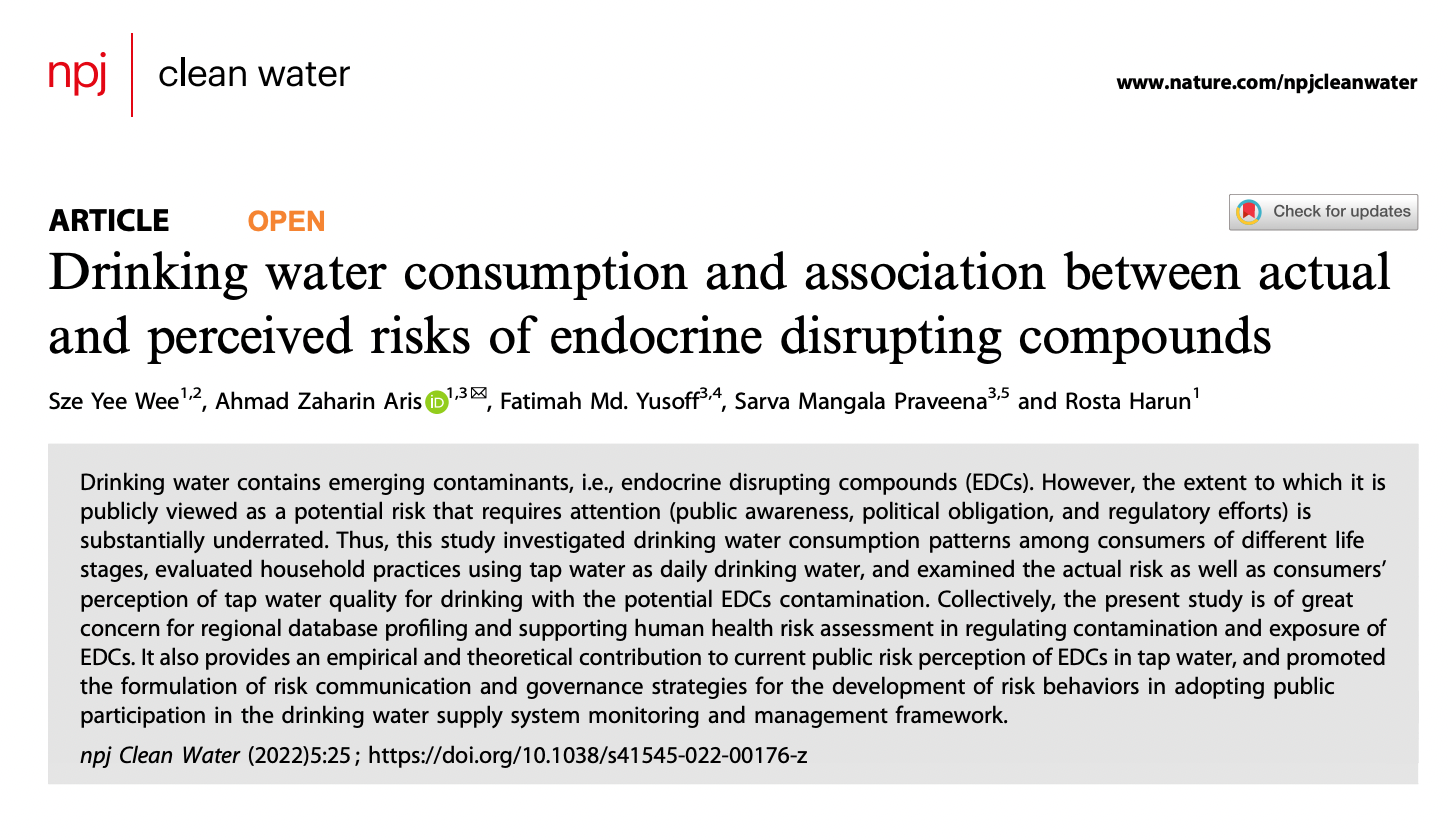 Association between actual & perceived risks of endocrine disrupting compounds in drinking water