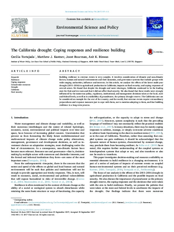 The California drought: Coping responses and resilience building