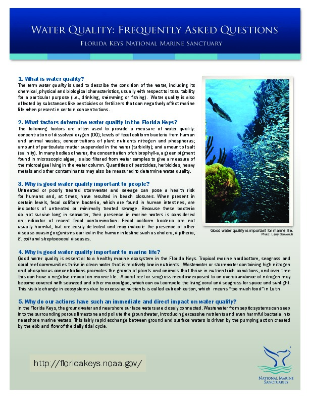 Water Quality - Frequently Asked Questions, 2009, Florida Keys National Marine Sanctuary