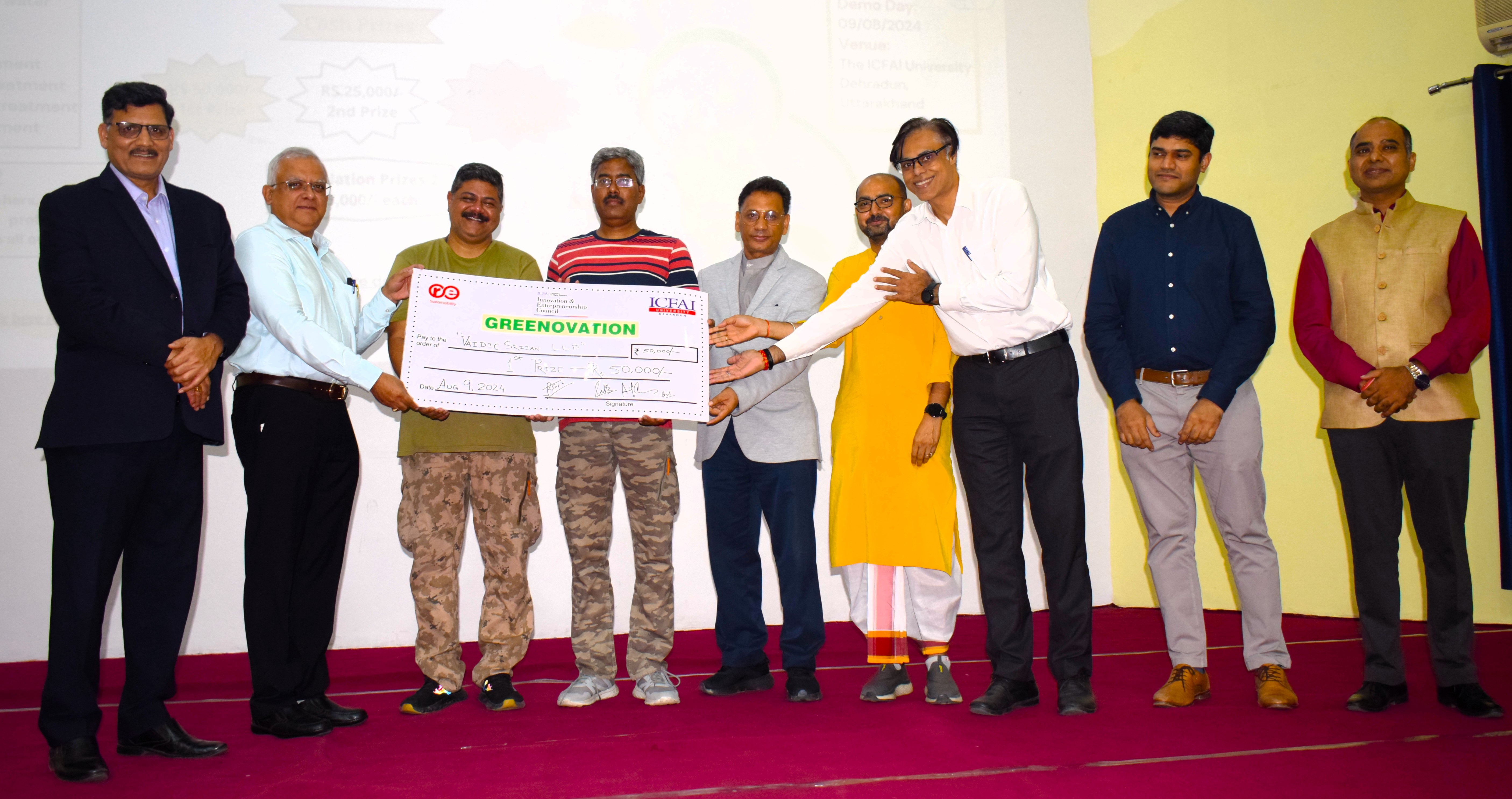 Happy to share that Vaidic Srijan won The Greenovation Hackthon @ ICFAI University, DehradunThe results were announced on 9th August, 2024 at th...