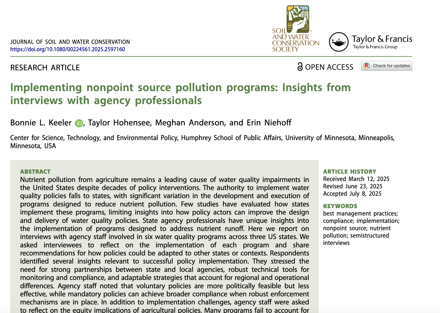 Implementing nonpoint source pollution programs: