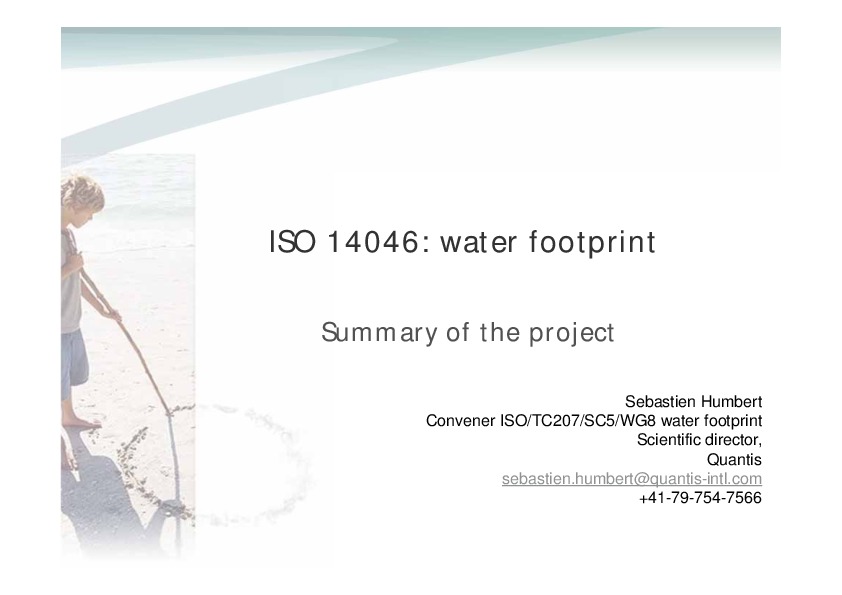 Water Footprint : ISO 14046 Summary 