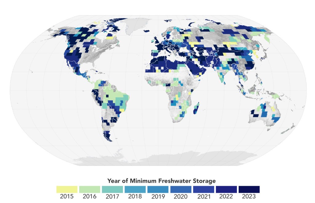 NASA Satellites Reveal Abrupt Drop in Global Freshwater Levels - NASA ScienceAn international team of scientists using observations from NASA-Ge...