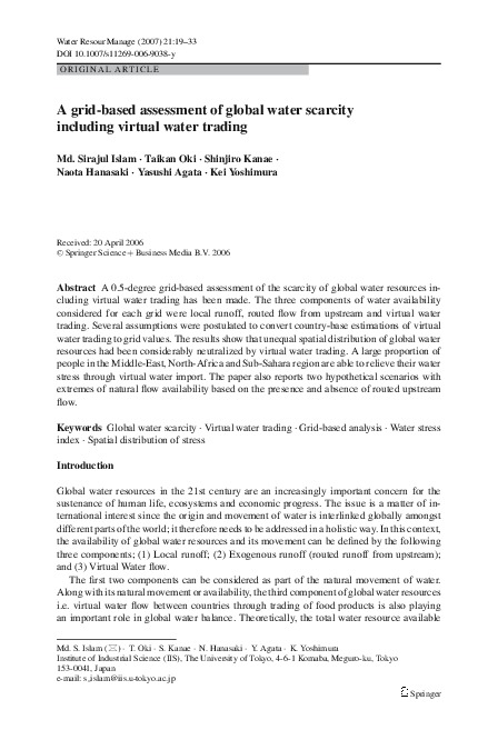 Grid Based Assessment of Water Scarcity 2013