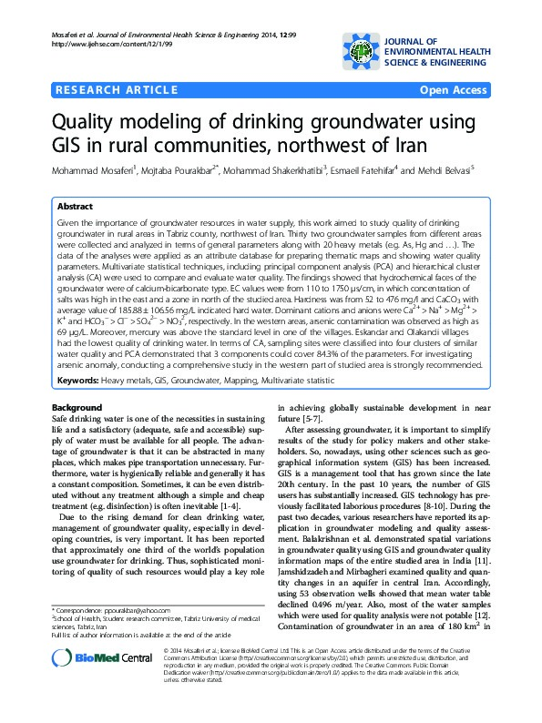 Monitor of Drinking Groundwater with Gis Iran 2014 