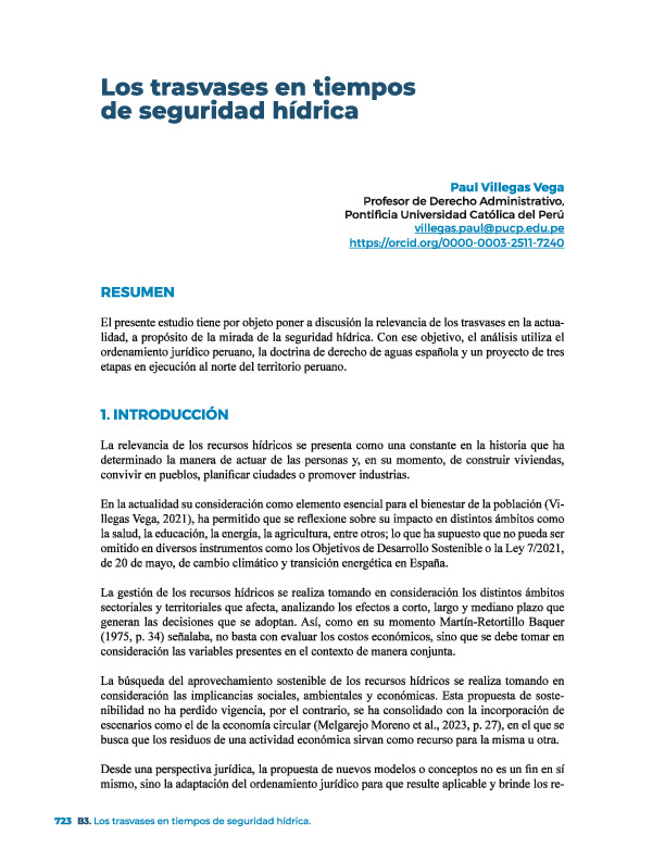 Los trasvases en tiempos de seguridad hídrica | Paul Villegas